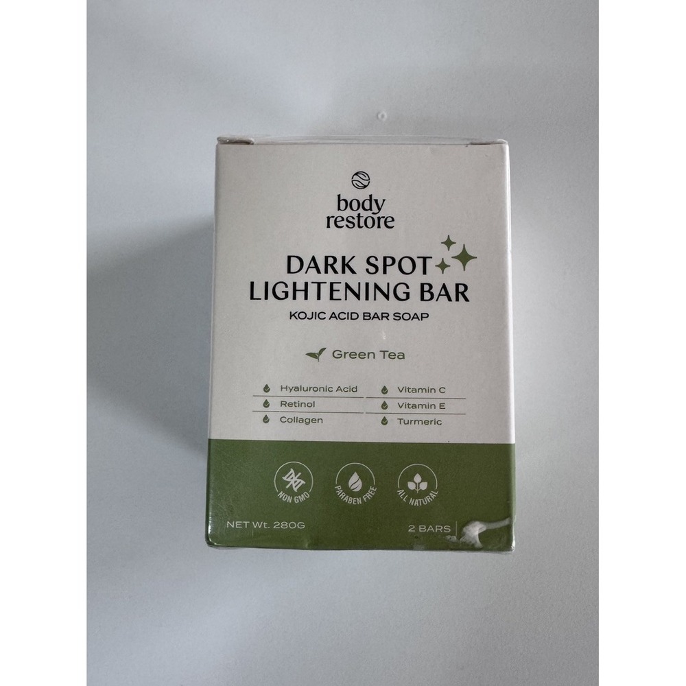 Body Restore Dark Spot Lightening Bar Kojic Acid Bar Soap Green Tea 2 Bars
